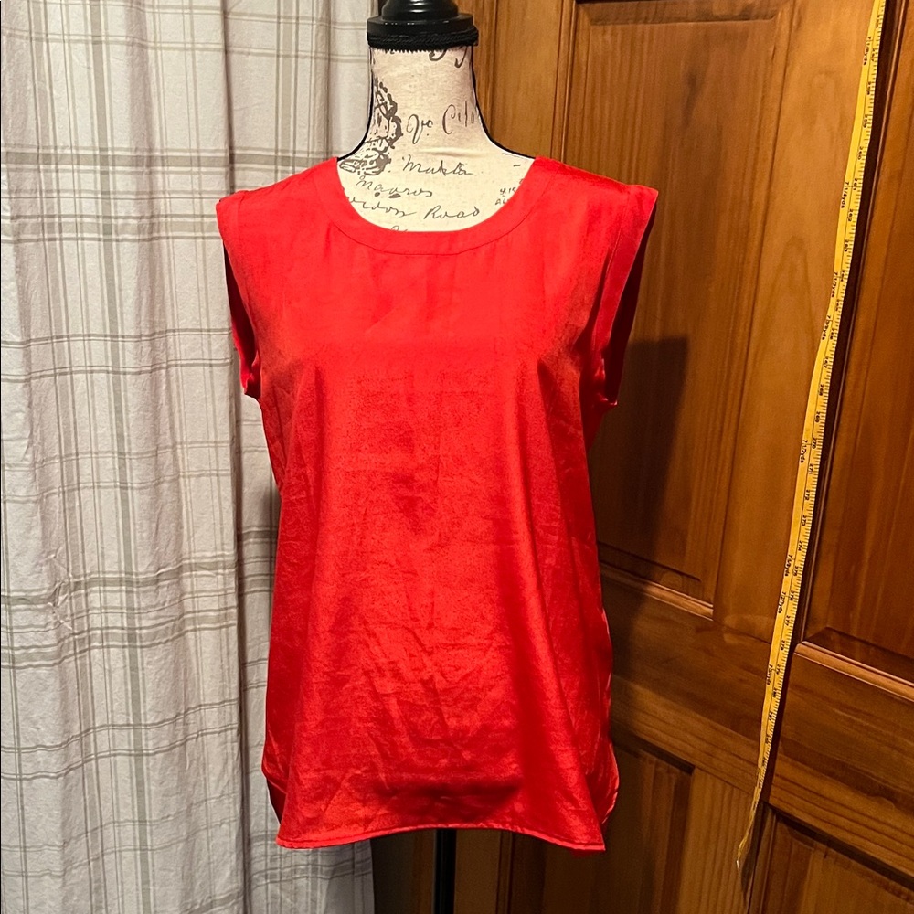 J. Crew Bright Red Satin Sleeveless Shell